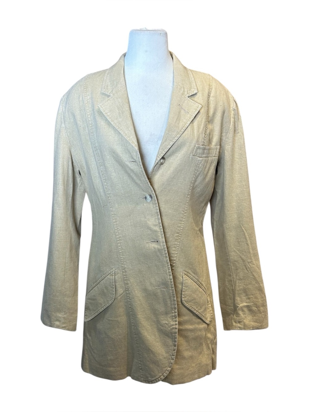 Vintage 1980s Cambridge Dry Goods Linen Cotton Blazer Dress Jacket Size 8/M